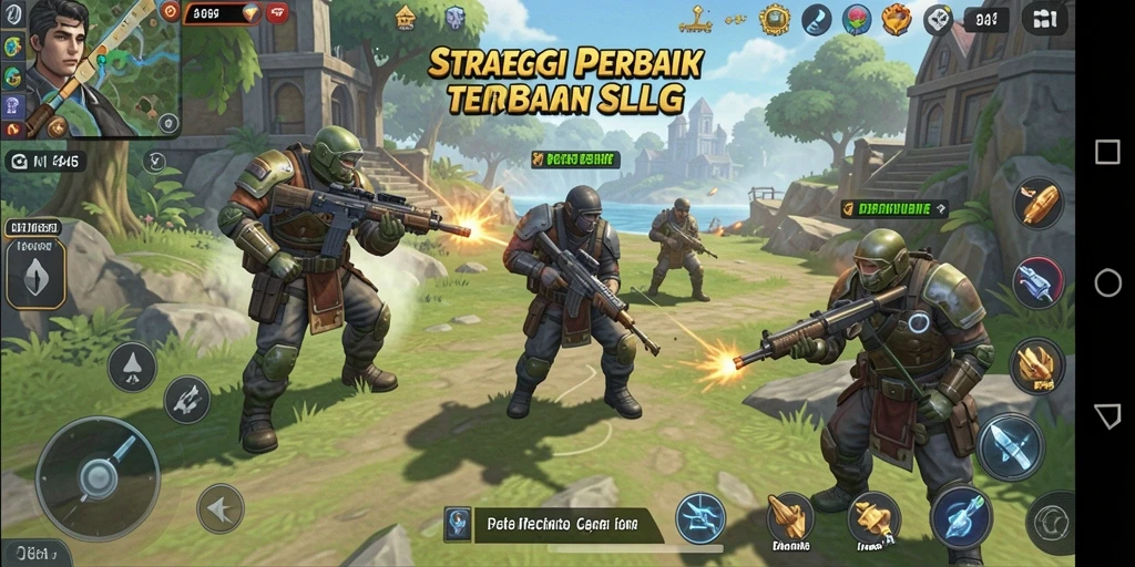 Tangkapan layar menampilkan pertempuran epik dalam game SLG.