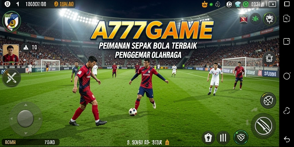 Tangkapan layar A777GAME menampilkan aksi mendebarkan di lapangan sepak bola.