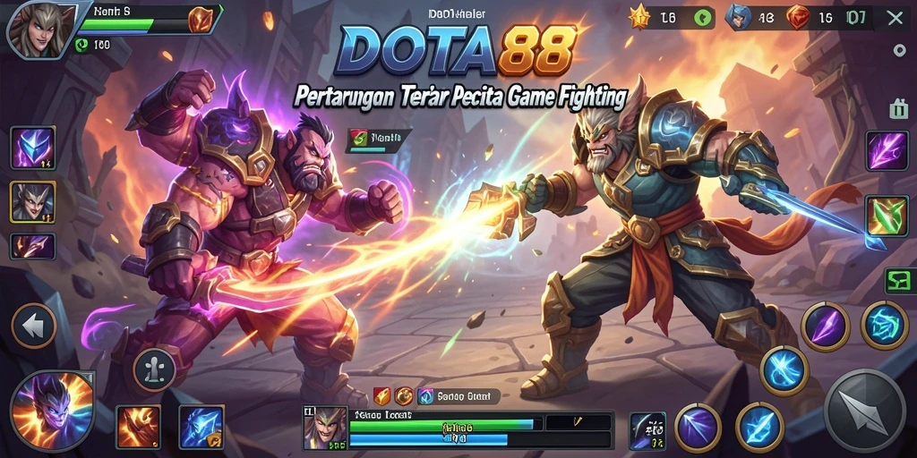Tampilan gameplay DOTA88 dengan pertarungan menegangkan dan karakter unik.
