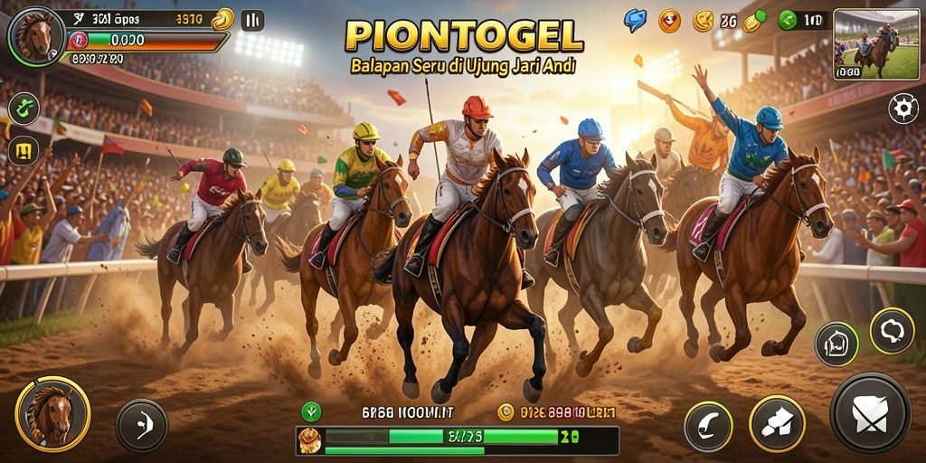 Screenshot gameplay PIONTOGEL dengan balapan seru di trek yang menantang.