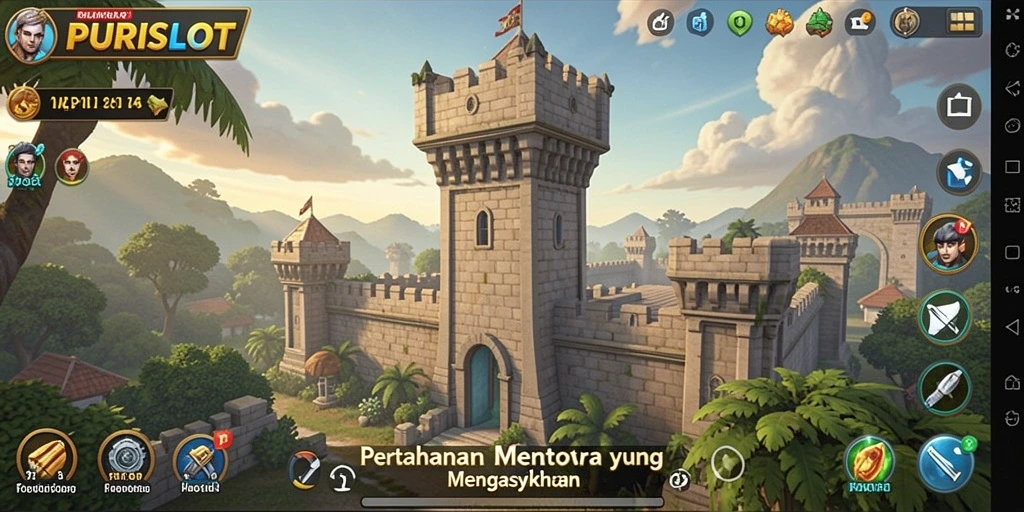 Tampilan gameplay Tower Defense yang seru di PURISLOT.