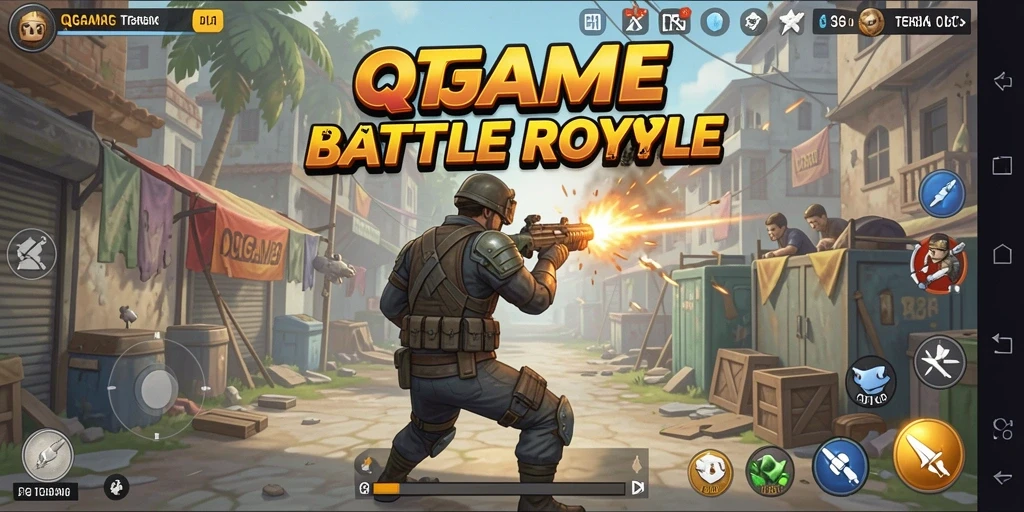 Tampilan aksi mendebarkan di QTGAME Battle Royale.