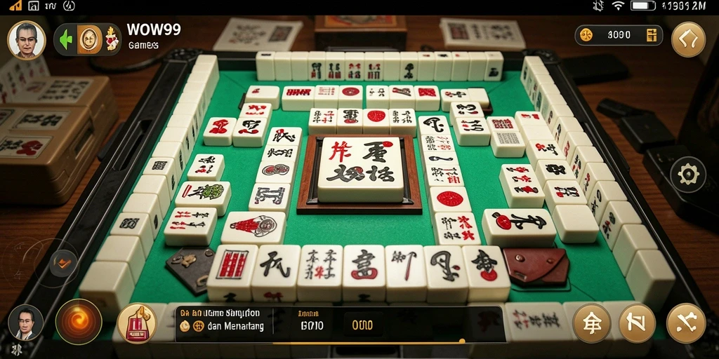 Screenshot menunjukkan pemain sedang menikmati permainan Mahjong dengan desain menarik.